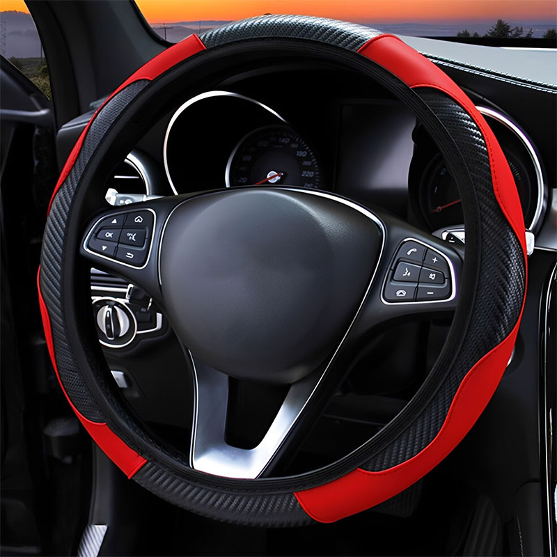 Car Steering Wheel Cover Anti Slip Breathable - Coprivolante per Auto in Pelle Microfibra,