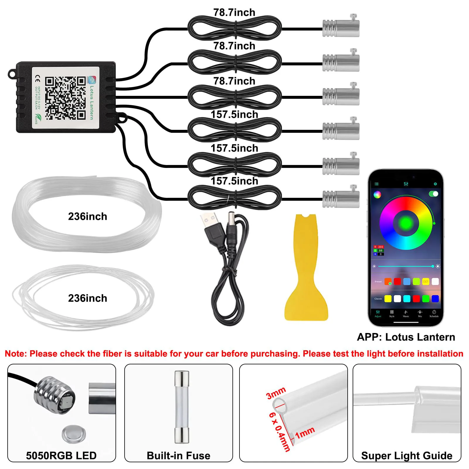 Led Ambient Interior Car Lights App Control - Kit luce ambientale per auto a