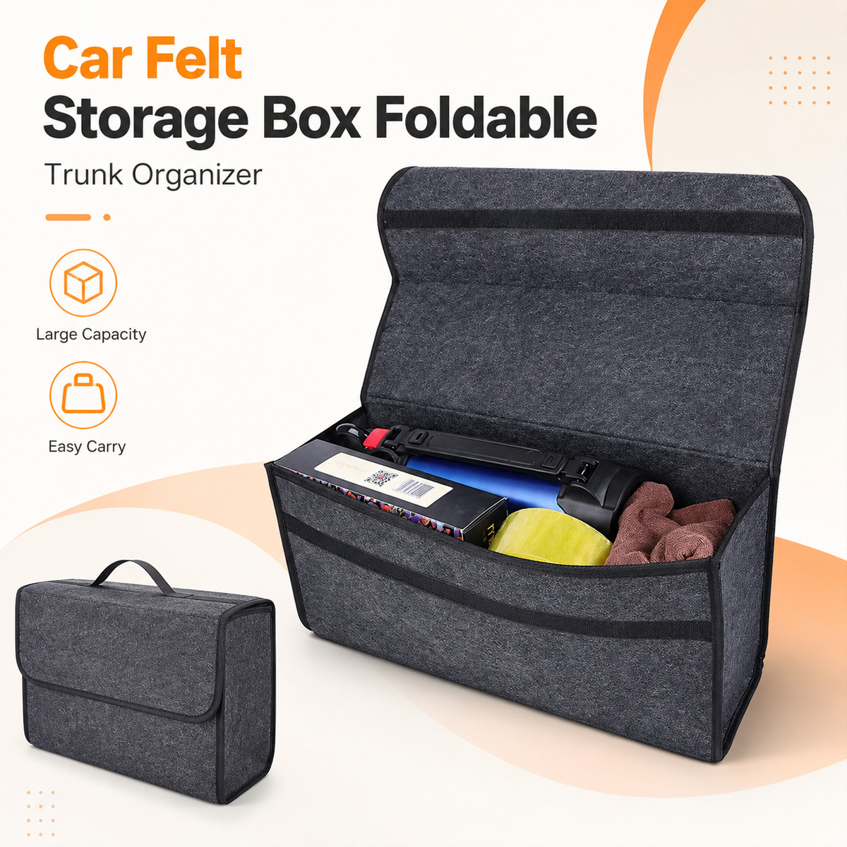 Car Trunk Organizer Foldable Storage Box - YONGRUN Scatola Pieghevole in Feltro per