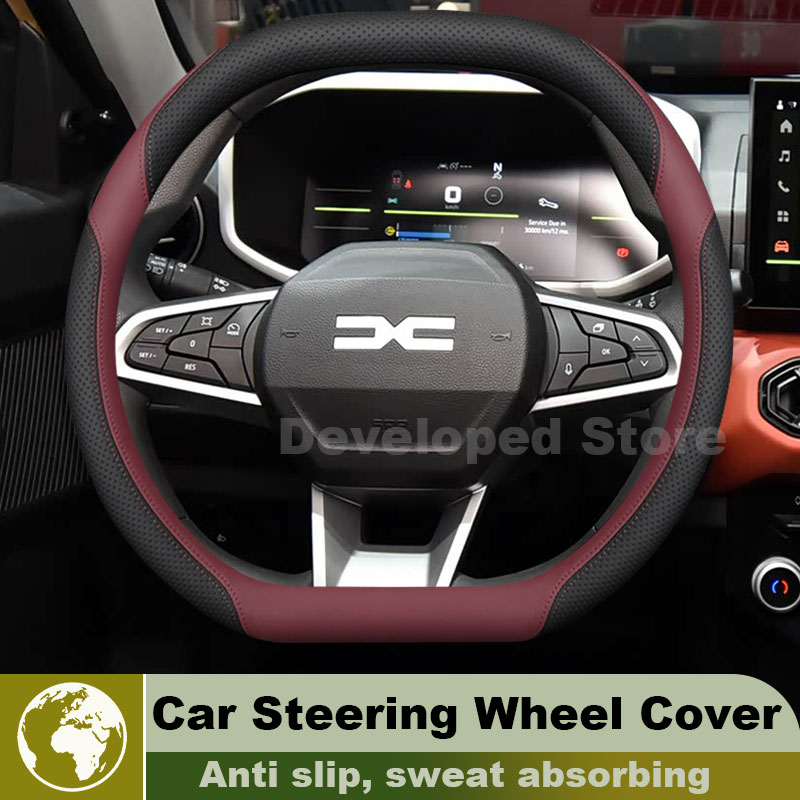 Car Steering Wheel Cover Anti Slip Breathable - Coprivolante in Pelle per Nuova Dacia