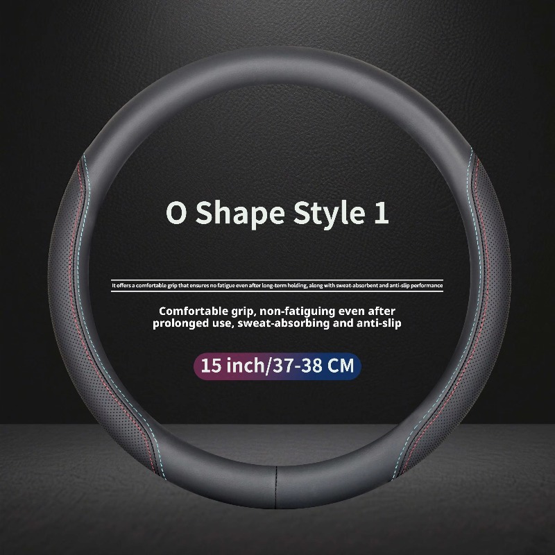 Car Steering Wheel Cover Anti Slip Breathable - Coprivolante universale in pelle Nappa, 37-38