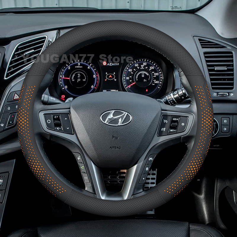Car Steering Wheel Cover Anti Slip Breathable - Coprivolante in pelle per Hyundai I40
