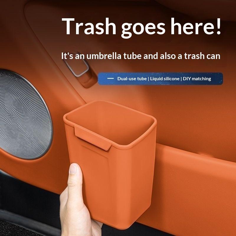 Nuovo Portabicchieri in Silico - Waterproof Car Trash Can With Lid recensione e prezzo