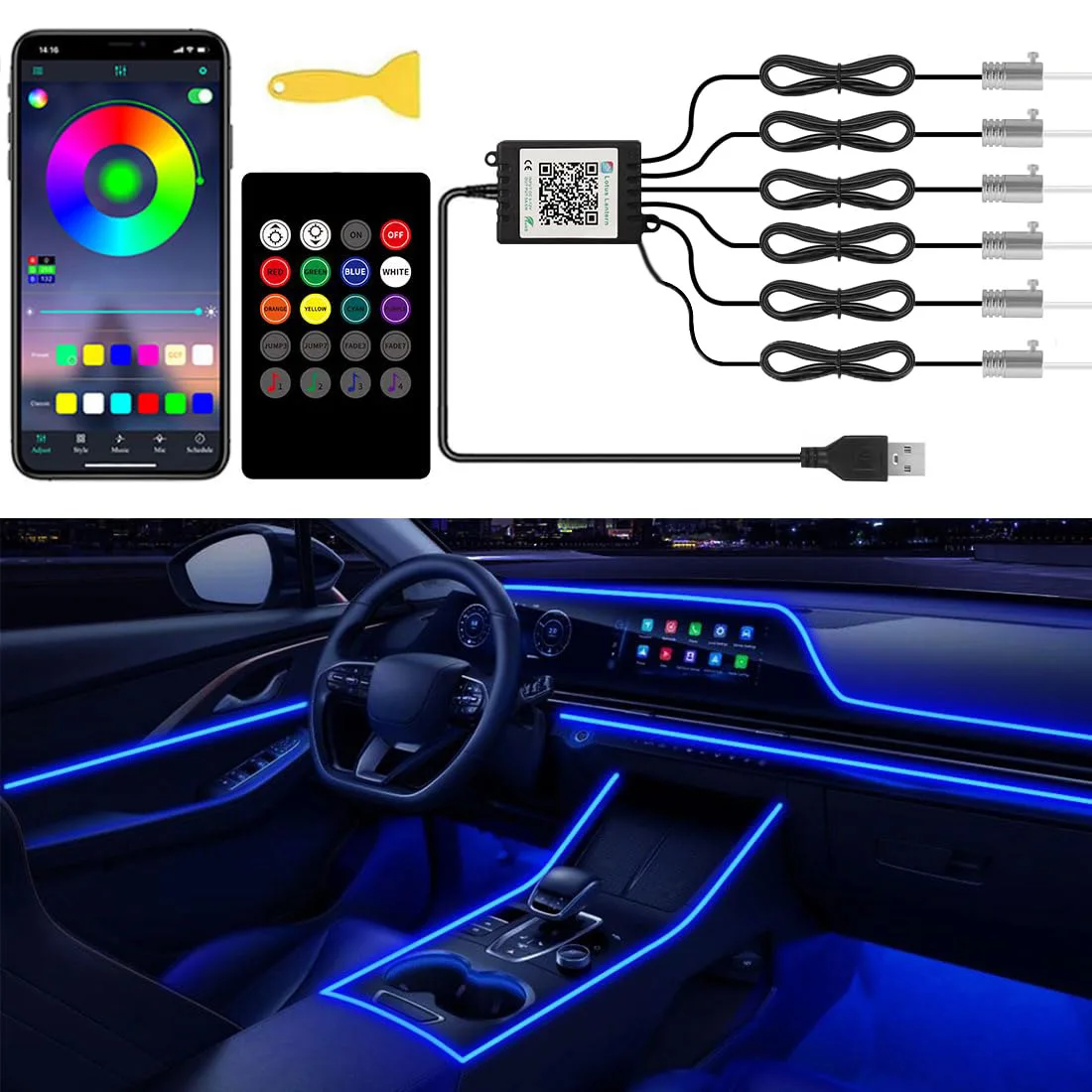 Kit luce ambientale per auto a - Led Ambient Interior Car Lights App Control recensione e prezzo