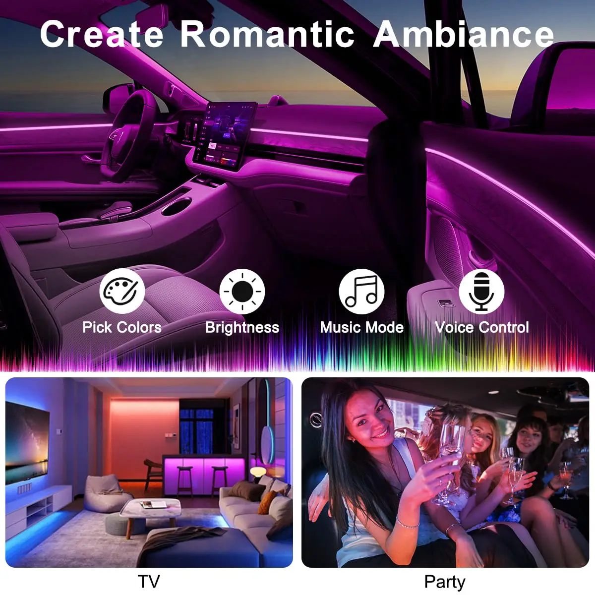 Kit luce ambientale per auto a - Led Ambient Interior Car Lights App Control recensione e prezzo