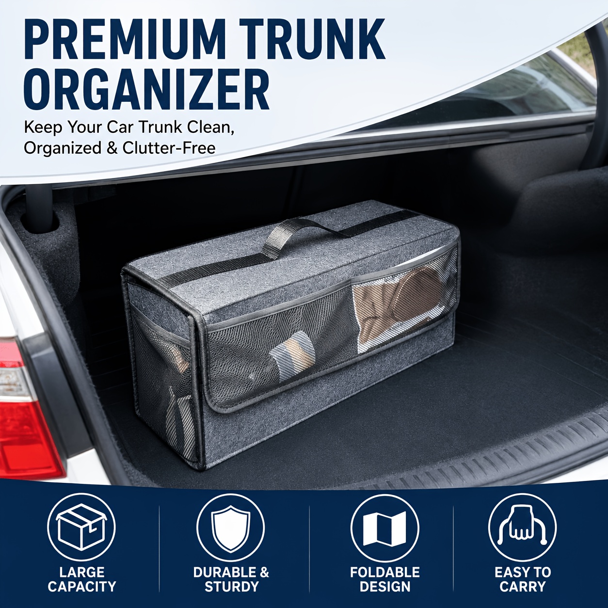 Organizer per bagagliaio auto  - Car Trunk Organizer Foldable Storage Box recensione e prezzo